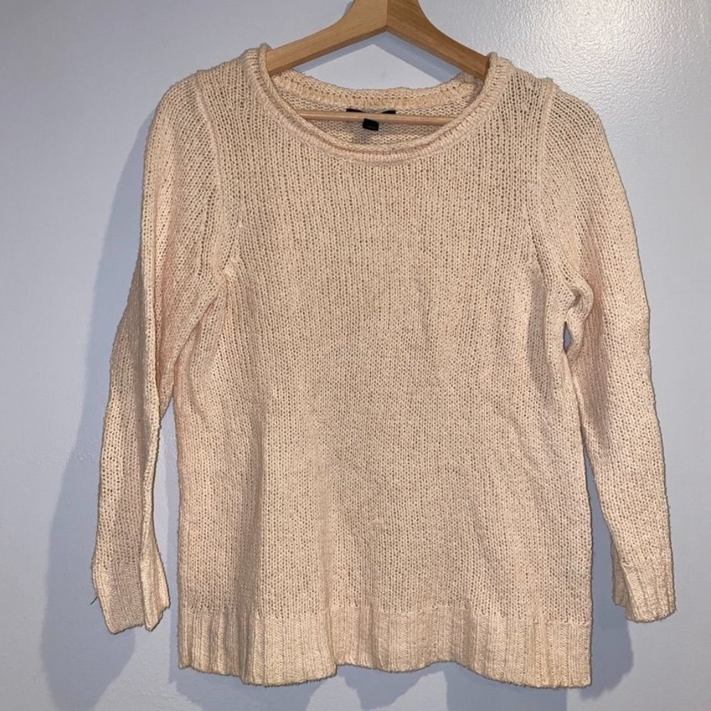 J Crew Knit Sweater Small Beige Cream Womens Cotton Linen Ladies